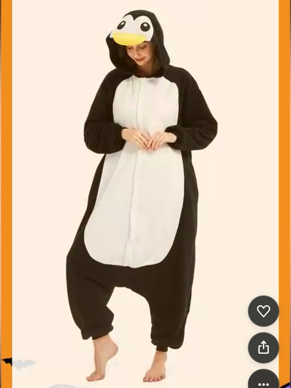Penguin Onesie Costume — Black & White Plush Jumpsuit, Size M